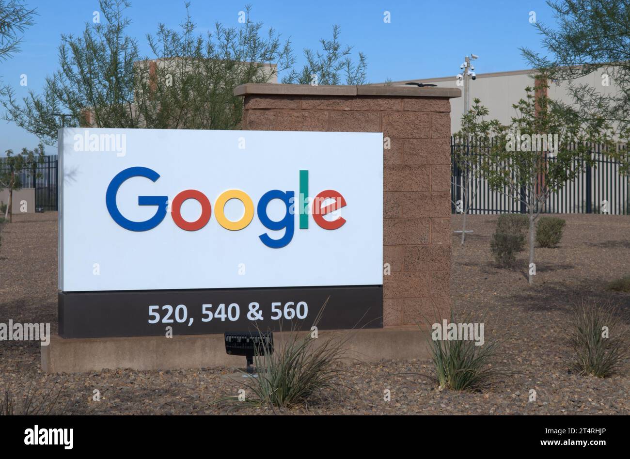 Das Stockfoto zeigt das Schild des Google Data Center an der warm Springs Road in Henderson, Nevada, USA. Stockfoto