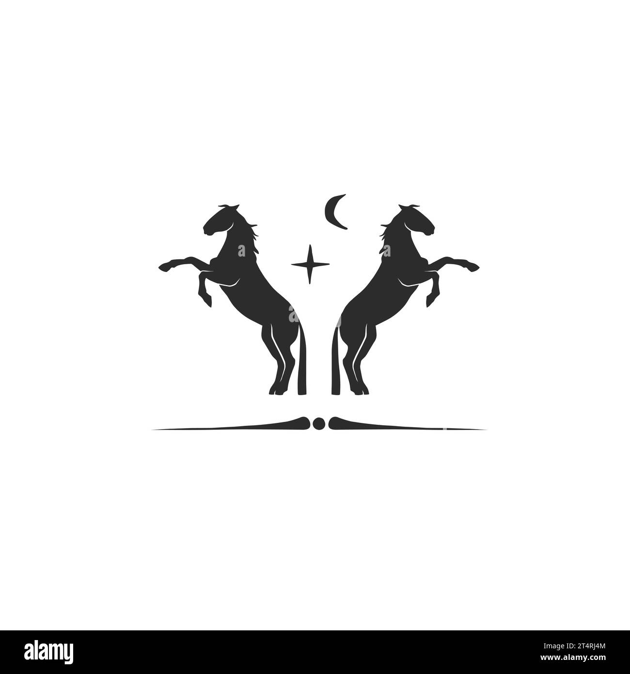 Hand gezeichnete Vektor abstrakte Pferd Logo Silhouette Illustration. Silhouette mit Pferdelogo. Schwarzes Emblem des Pferdes. Symbol für Vektor-Tierpferd-Logo Stock Vektor