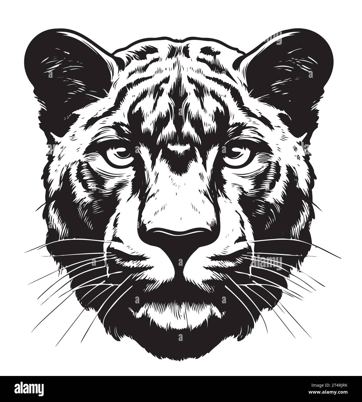 Schwarzes Panther Porträt handgezeichnete Skizze Vektor-Illustration, wilde Tiere Stock Vektor