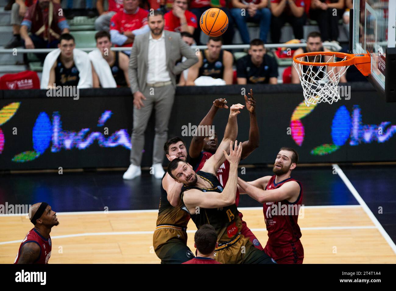 1. November 2023: Oran Nikolic aus Igokea M:Tel während des Spiels, Murcia Region Murcia, UCAM MURCIA CB vs IGOKEA:TEL Basketball Champions League MURCIA Sports Palace, Region Murcia, 01. November 2023 Stockfoto