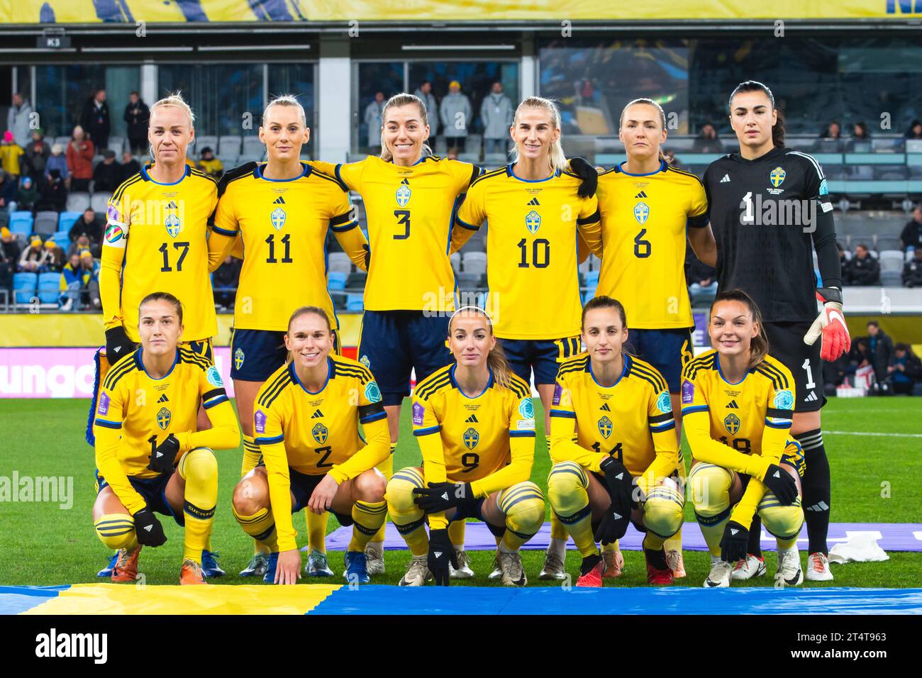 Göteborg, Schweden. Oktober 2023. Das Startelf Schwedens für das Spiel der UEFA Nations League zwischen Schweden und der Schweiz bei Gamla Ullevi in Göteborg. (Foto: Gonzales Photo - Amanda Persson). Stockfoto