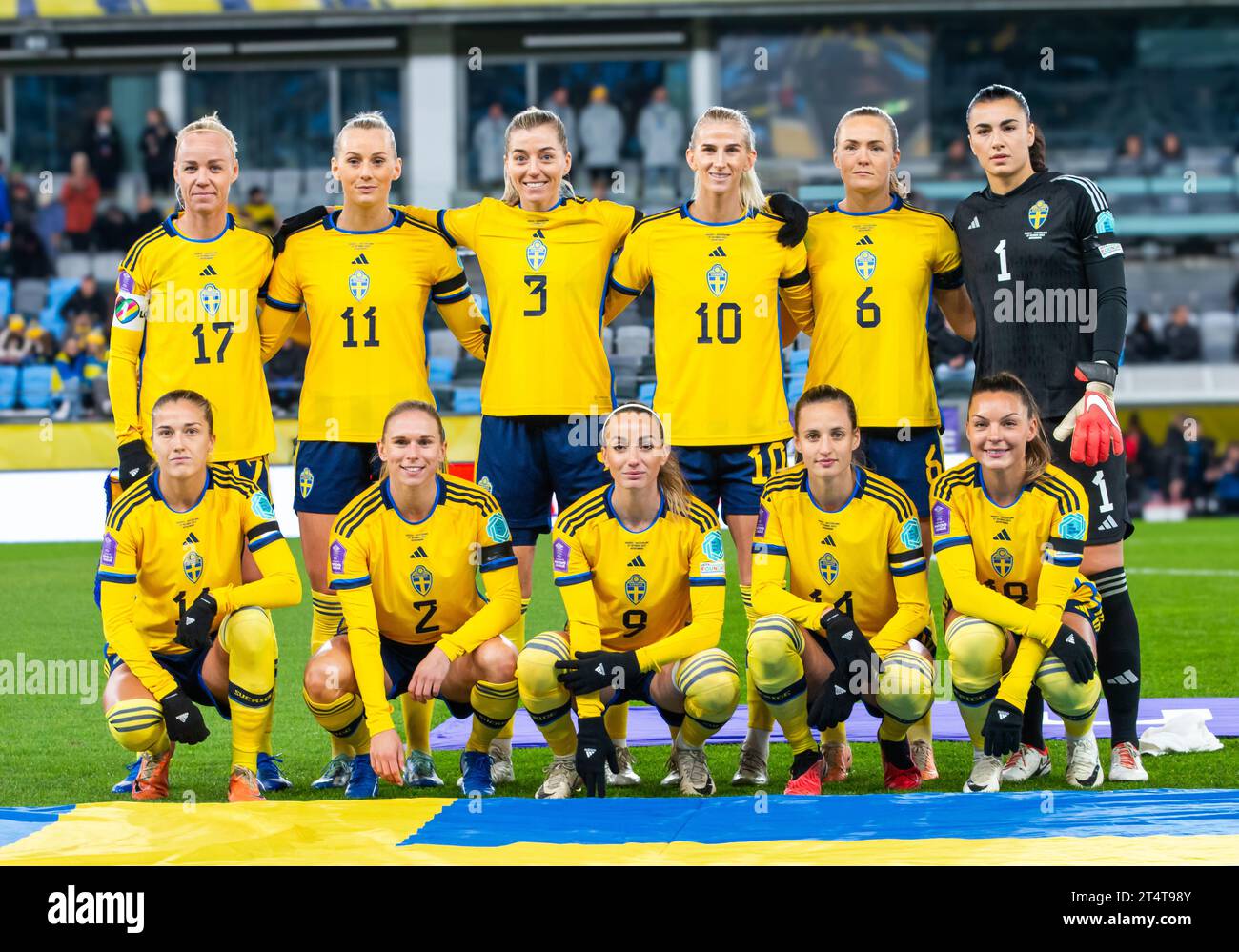 Göteborg, Schweden. Oktober 2023. Das Startelf Schwedens für das Spiel der UEFA Nations League zwischen Schweden und der Schweiz bei Gamla Ullevi in Göteborg. (Foto: Gonzales Photo - Amanda Persson). Stockfoto