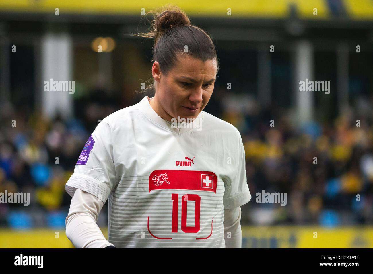 Göteborg, Schweden. Oktober 2023. Ramona Bachmann (10) aus der Schweiz wurde während des Spiels der UEFA Nations League zwischen Schweden und der Schweiz bei Gamla Ullevi in Göteborg gesehen. (Foto: Gonzales Photo - Amanda Persson). Stockfoto
