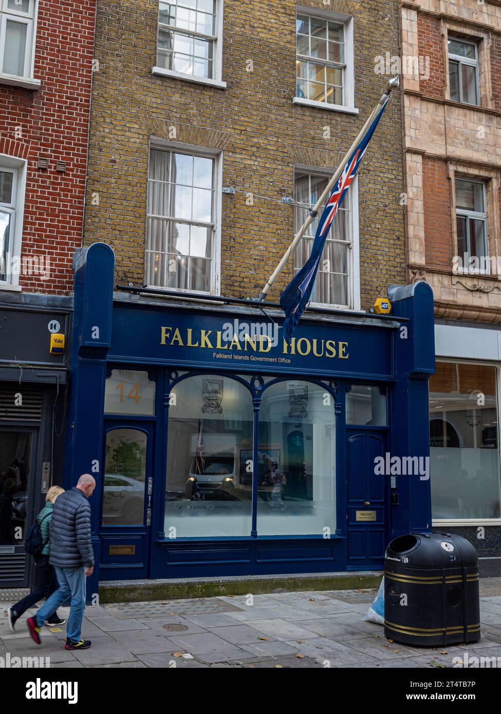Falkland House London ist das Falkland Islands Government Office (FIGO) in London. Eröffnung 1983. Das Hotel befindet sich am Broadway Westminster 14 London. Stockfoto