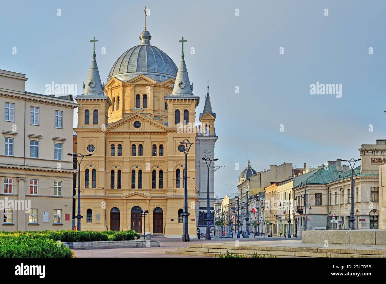 Die Stadt Lodz, Polen - Blick auf den Freiheitsplatz Stockfoto