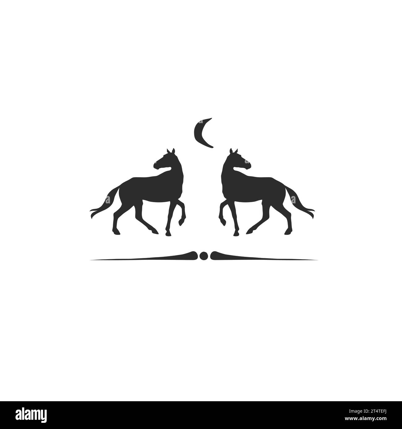 Hand gezeichnete Vektor abstrakte Pferd Logo Silhouette Illustration. Silhouette mit Pferdelogo. Schwarzes Emblem des Pferdes. Symbol für Vektor-Tierpferd-Logo Stock Vektor