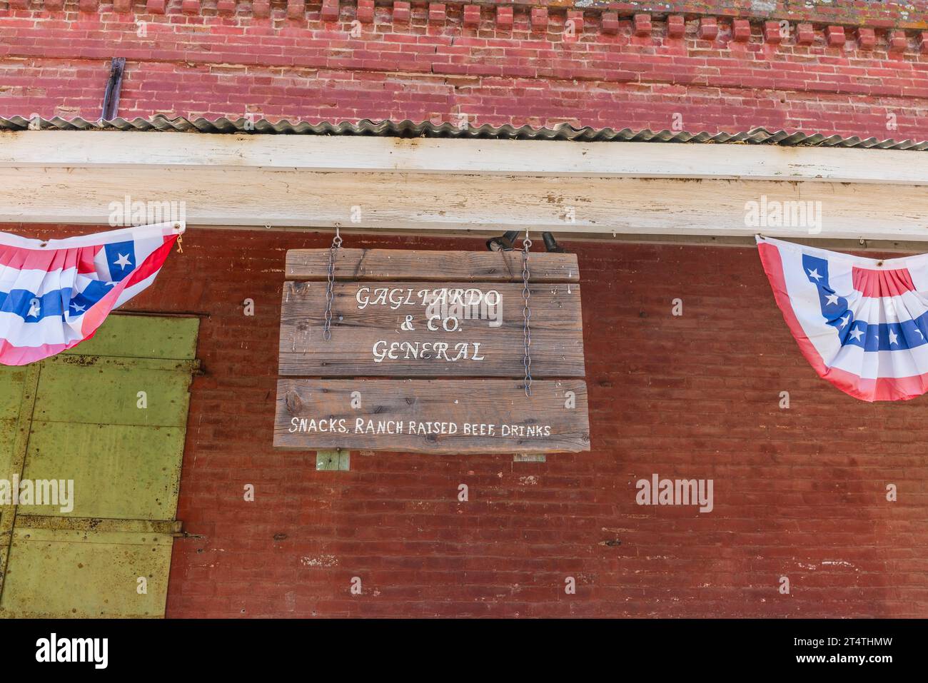 Gagliardo & Company General Merchandise Store, Horintos, Caliifornia. Ein historisches Gebäude aus dem 19. Jahrhundert, das heute im Besitz der Erickson Cattle Co. Ist. Stockfoto