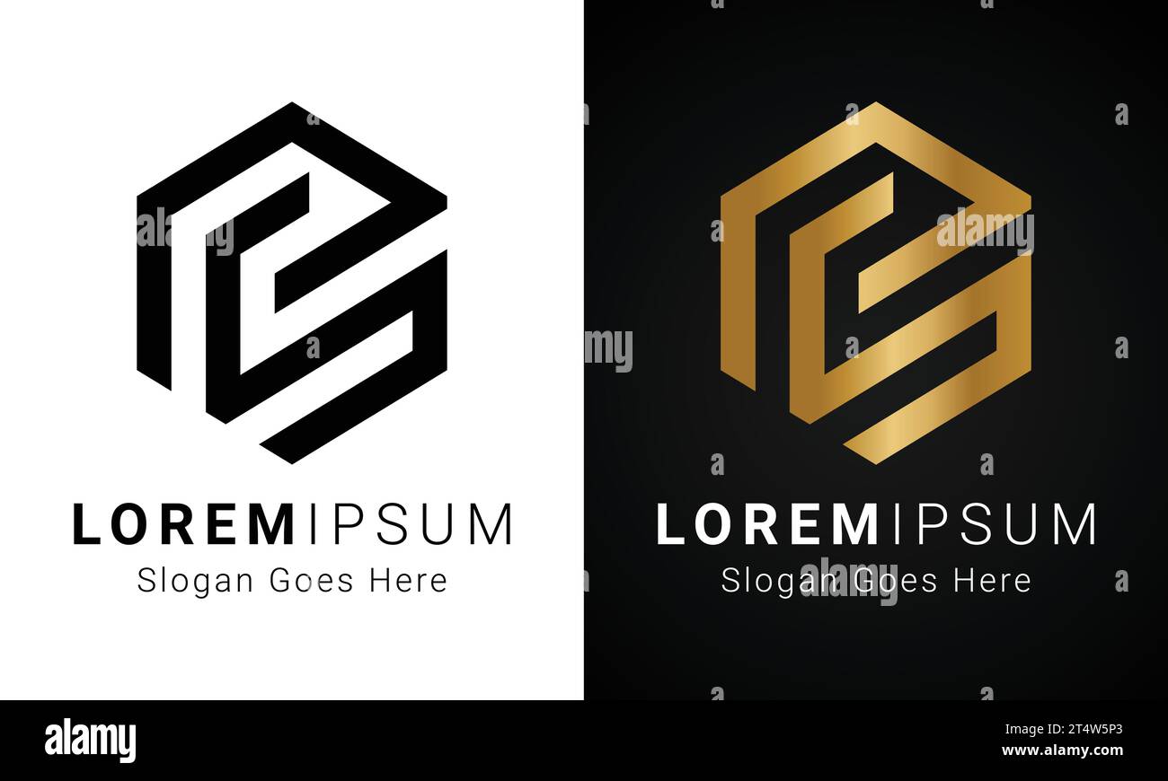 Luxuriöses Initial SP- oder PS-Monogramm-Logo-Design mit Textbuchstaben Stock Vektor
