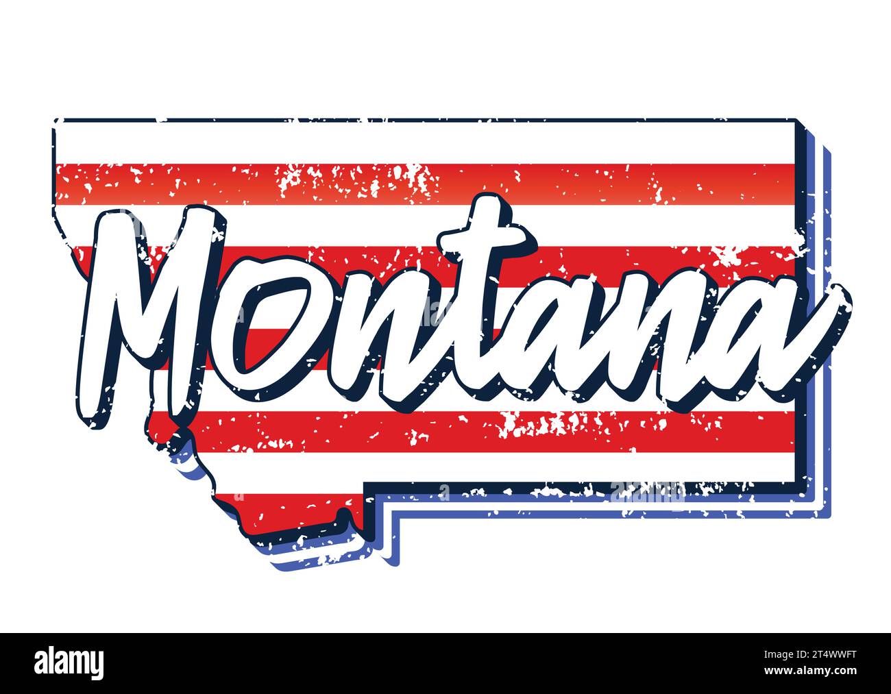 Amerikanische Flagge in montana State Map Grunge Stil Vektorbild Stock Vektor