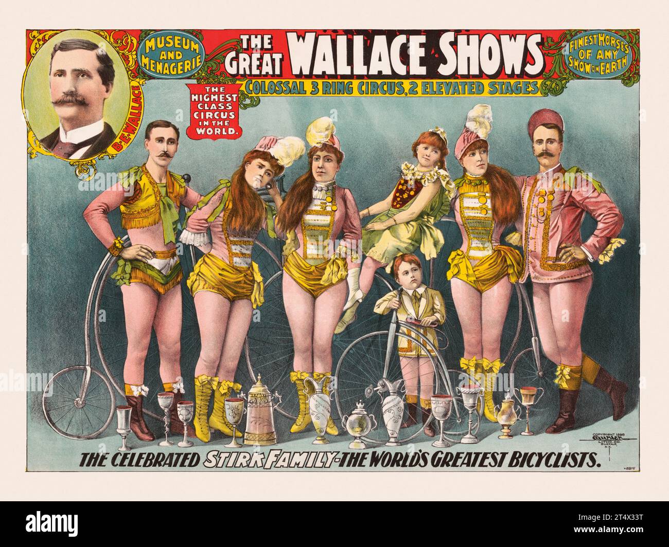 Die Great Wallace Shows. Die gefeierte Stirk-Familie. Die größten Radfahrer der Welt. Künstler unbekannt. Poster veröffentlicht 1898 in den USA. Stockfoto