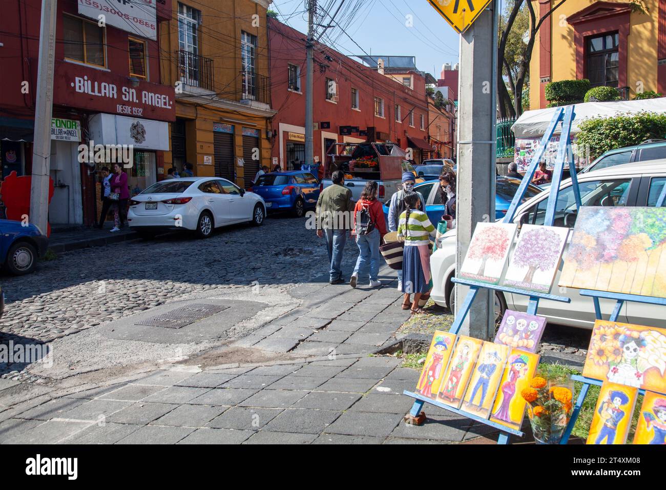 Nach Madero Von Der Av. Revolucion in Richtung San Jacinto Square und Basar Sabado, Mexiko-Stadt, Mexiko Stockfoto