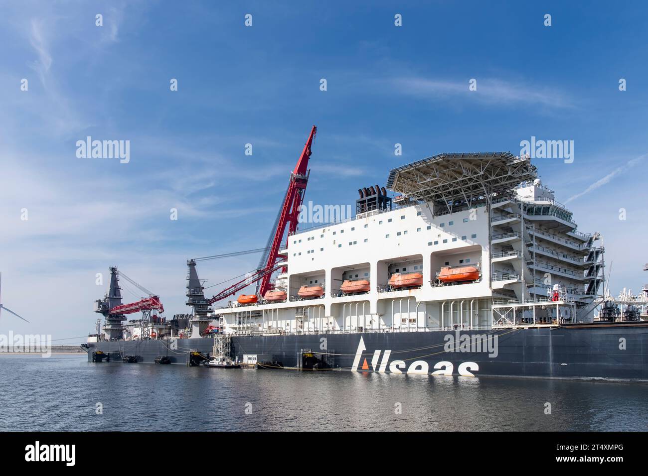 Rotterdam, Niederlande, 16. September 2023; Teil des Pionierwerks Spirit of Allseas ist das größte Schiff der Welt Stockfoto