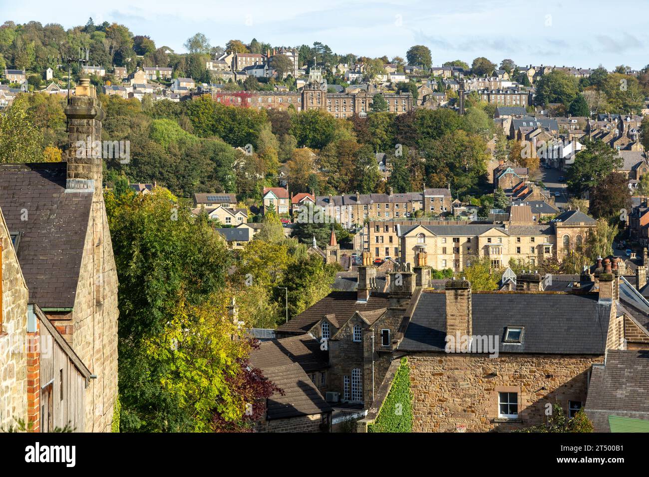 Ein Blick auf Matlock, die Kreisstadt Derbyshire, England Stockfoto