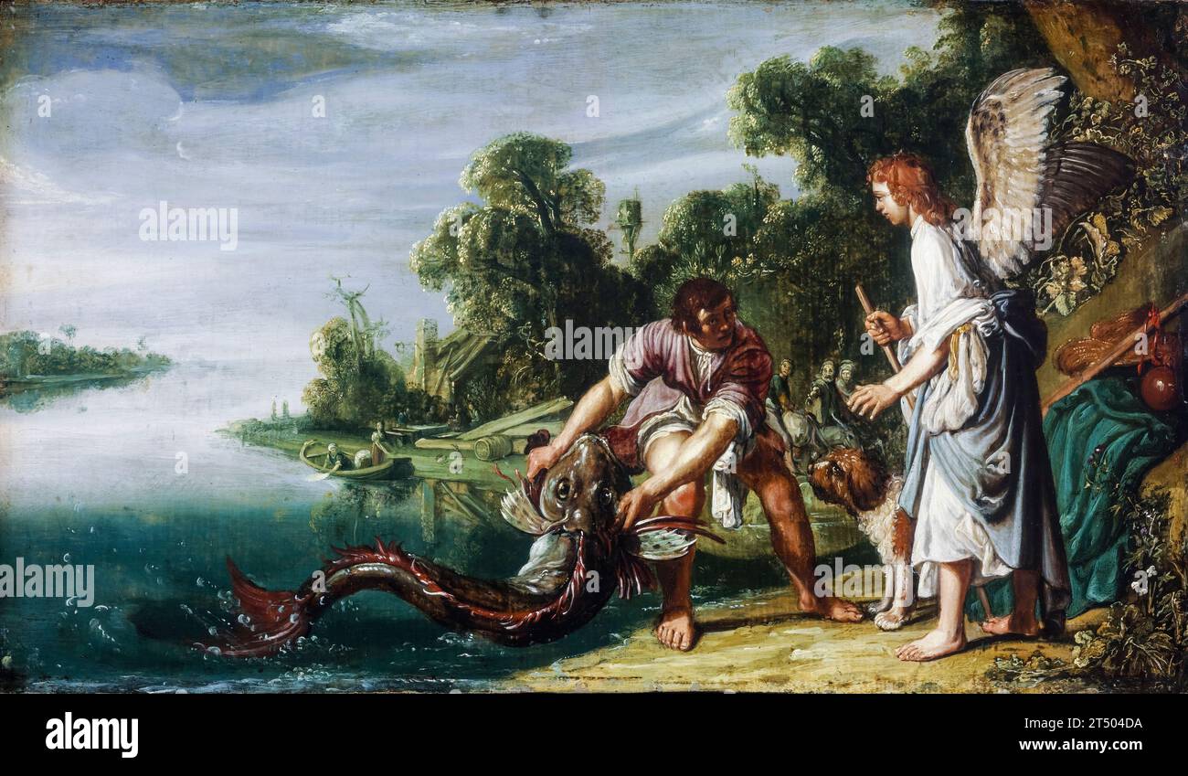 Pieter Lastman, Tobias und der Engel, Gemälde in Öl auf Holz, um 1613 Stockfoto