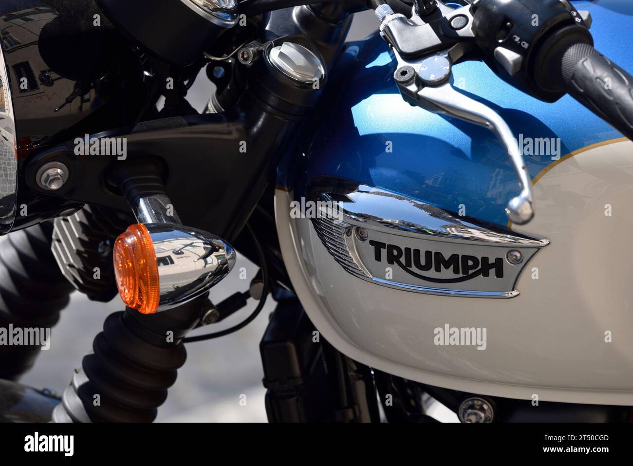 Triumph Motorrad hautnah Stockfoto