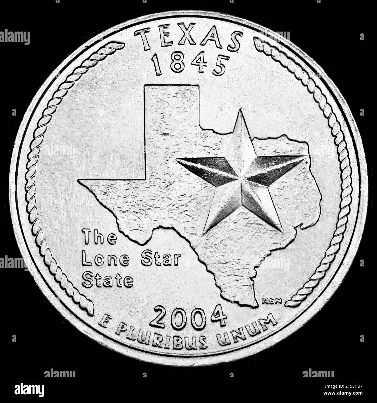 US Commemorative State Quarter Dollar: Texas (1845) The Lone Star State Stockfoto