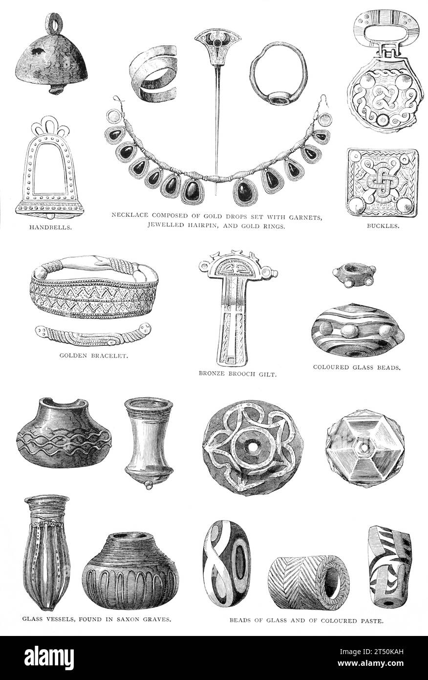 Illustration von Reliquien sächsischer Zeiten aus der Populärgeschichte Englands Band 1 von Charles Macfarlene und Thomas Archer Stockfoto