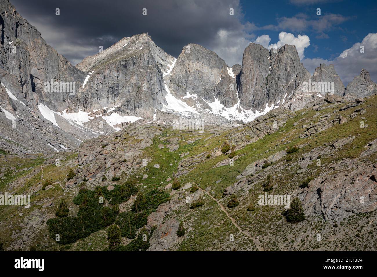 WY05604-00...WYOMING - Climber's Trail zum Cirque of the Towers oberhalb des Arrowhead Lake in der Bridger Wilderness. Stockfoto