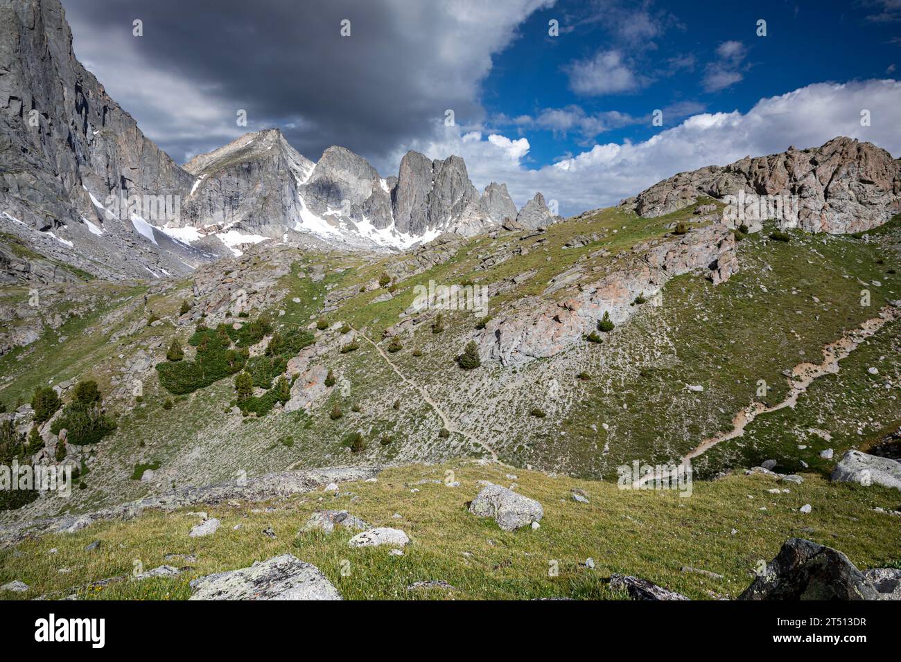 WY05605-00...WYOMING - Climber's Trail zum Cirque of the Towers oberhalb des Arrowhead Lake in der Bridger Wilderness. Stockfoto