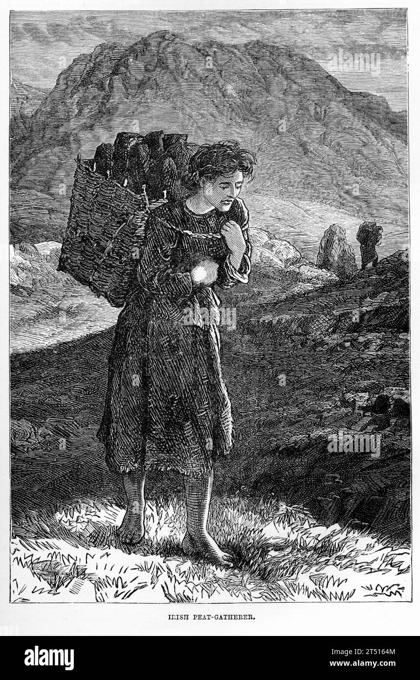 Kupferstich eines irischen Torfsammlers, um 1887 Stockfoto