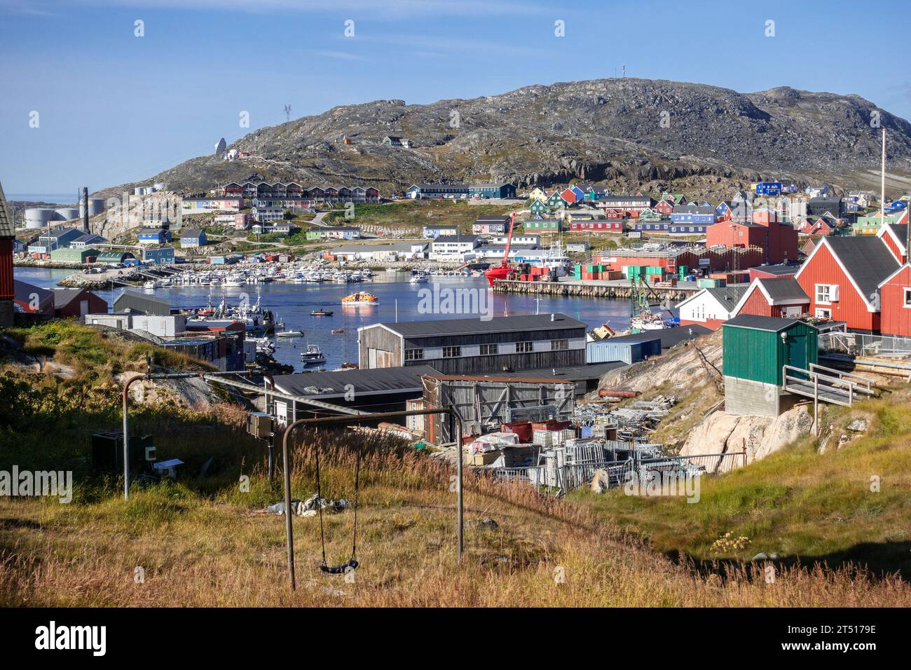 Südgrönland Stadt Qaqortoq Grönland die viertgrößte Stadt Grönlands mit Einer Ppulation von 3.038 (2021) Stockfoto