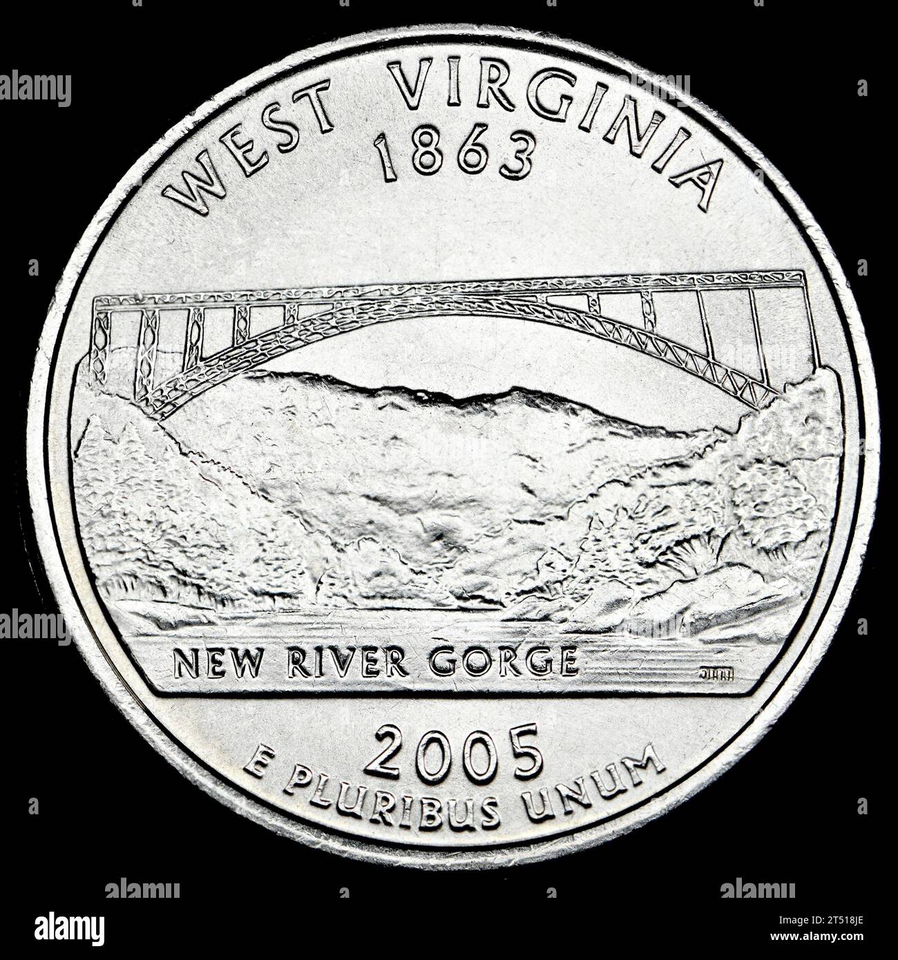 US-Gedenkstaat Dollar: West Virginia (1863) New River Gorge Stockfoto