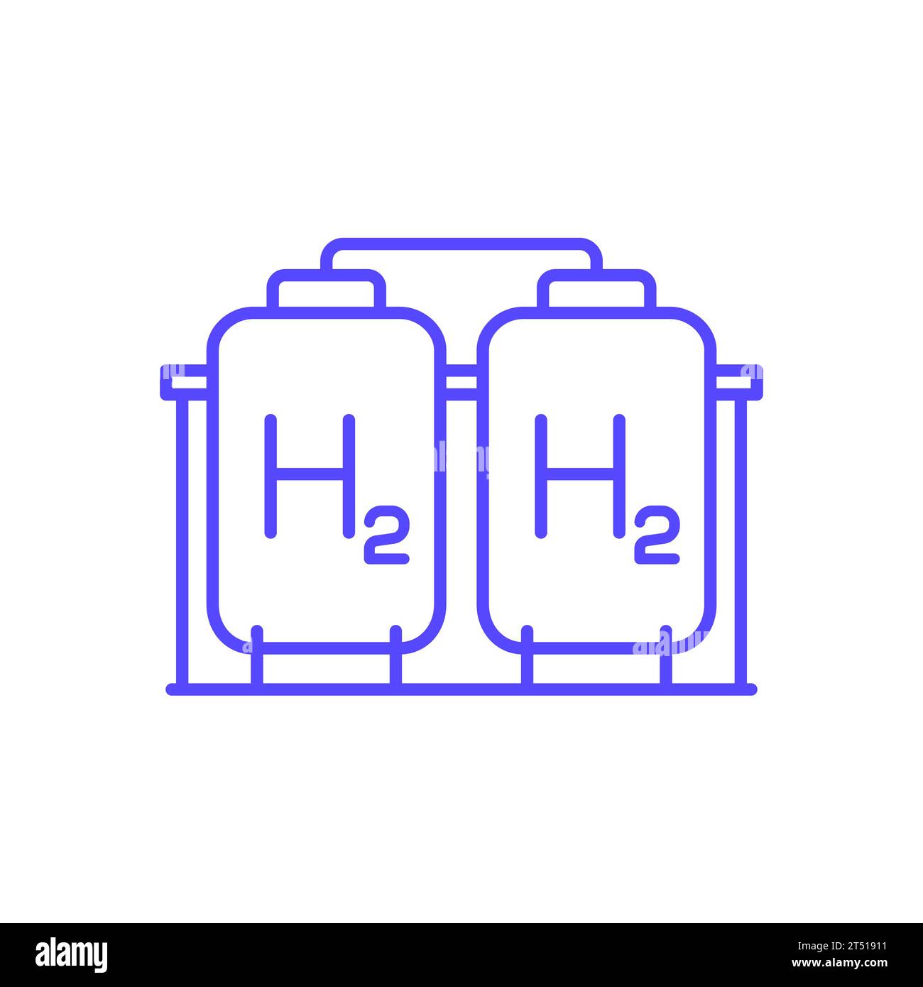 Symbol für Wasserstoffspeicher, Leitungsvektor h2-Gastanks Stock Vektor