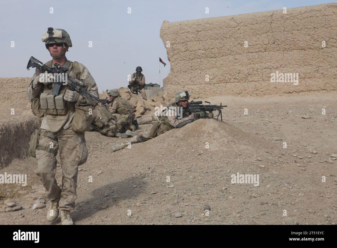 1. Marinedivision, 3. Bataillon, 5. MARINES, Internationale Sicherheitskräfte, NATO, Regimentskampfteam 2, Provinz Sangin Helmand Afghanistan Stockfoto