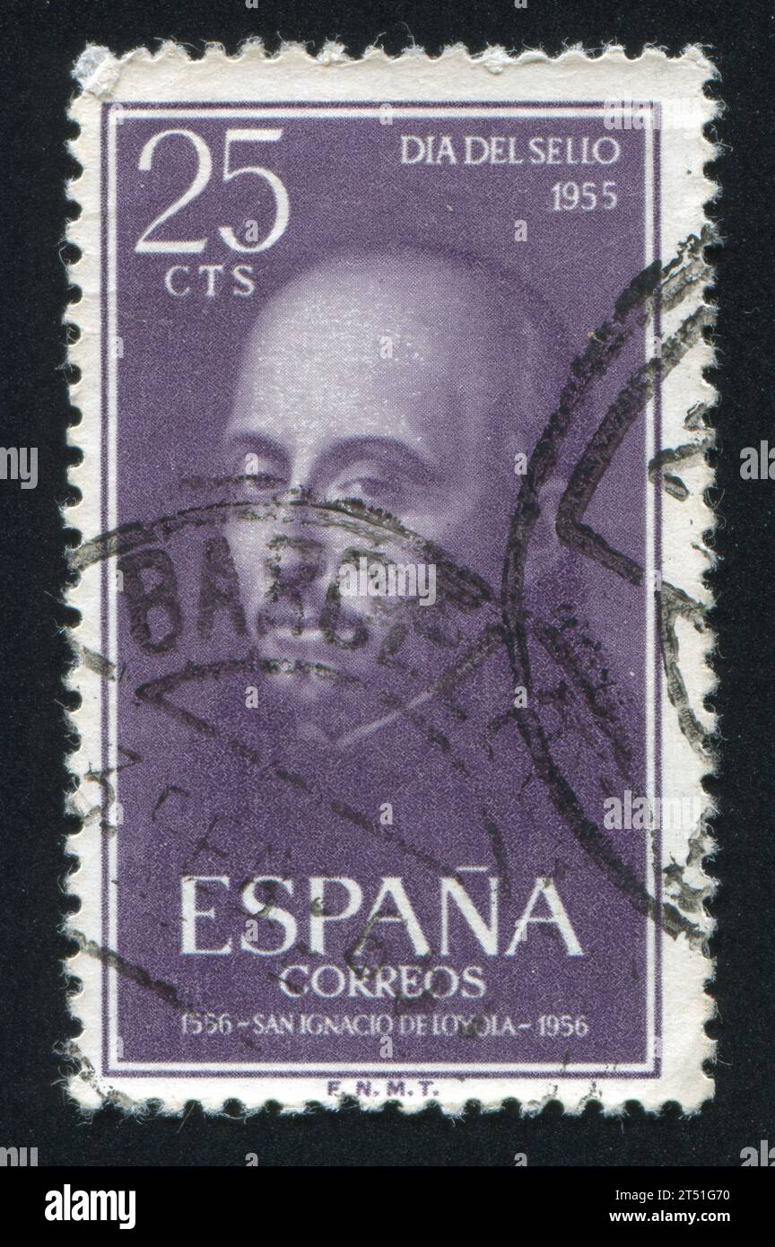 SPANIEN - UM 1991: Briefmarke gedruckt von Spanien, zeigt St. Ignatius von Loyola, um 1991 Stockfoto