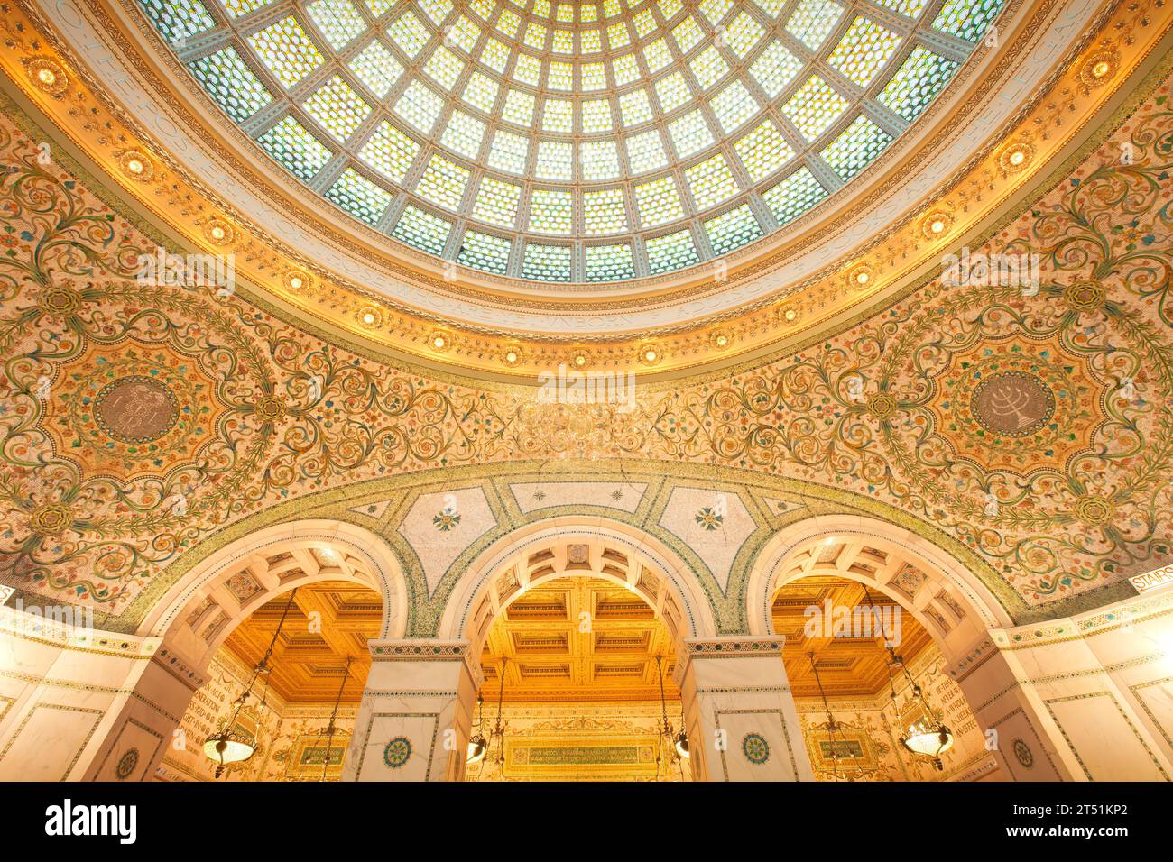 Die prunkvolle Preston Bradley Hall im Chicago Cultural Center USA Stockfoto
