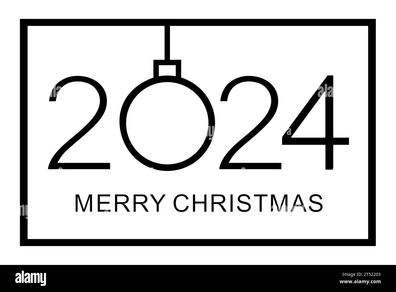 Frohe Weihnachten und Happy New 2024 Year. Minimalistischer Text 