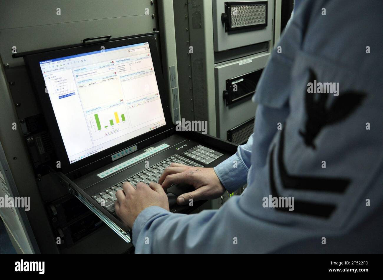 ADP, Computer, Computer Network Defense (CND), CVN 76, Cyber, Integrated Shipboard Network System (ISNS), Internet, Intrusion Detection System (IDS), ISNS, Netzwerk Stockfoto