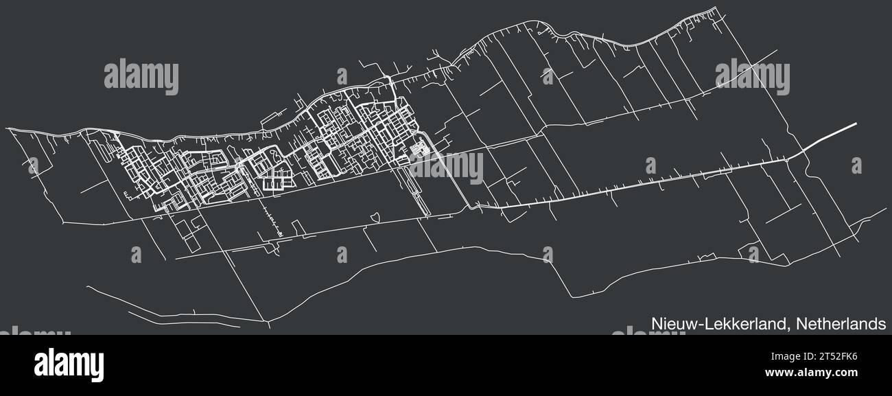 Straßenkarte von NIEUW-LEKKERLAND, NIEDERLANDE Stock Vektor