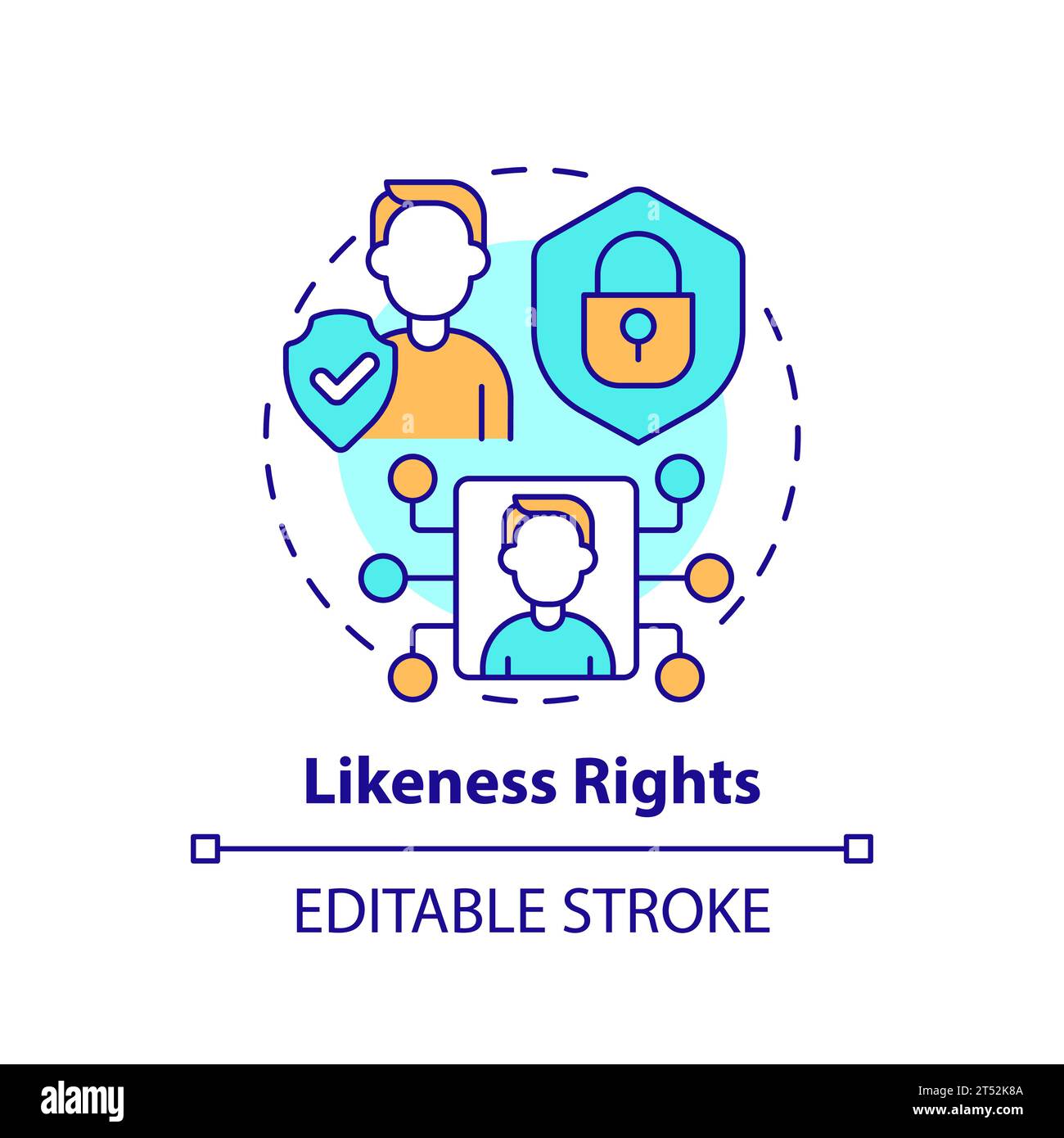 2D dünne lineare Symbole - Konzept der Rechte für die Ähnlichkeit von 2D-Symbolen Stock Vektor