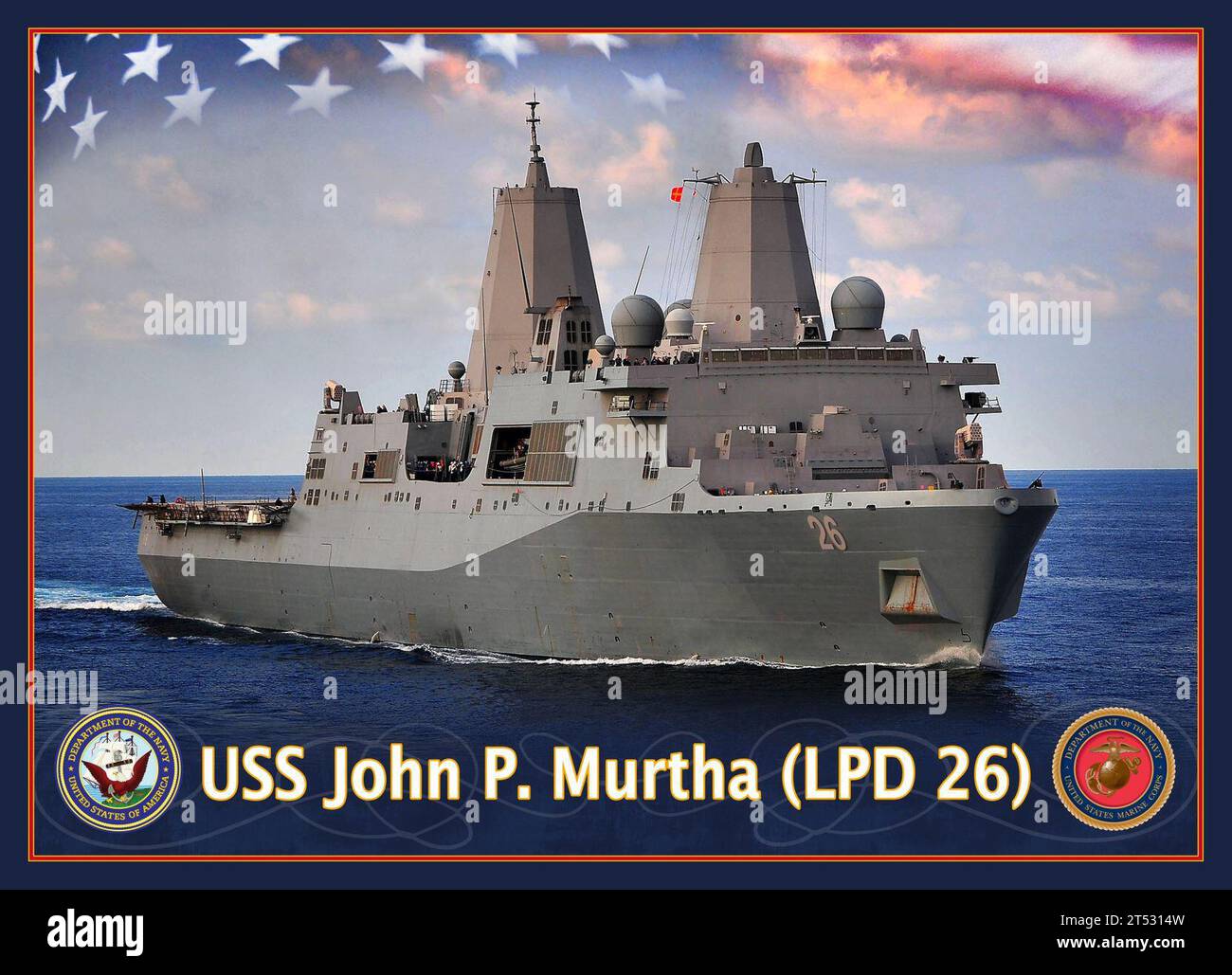 1004235025C-001 WASHINGTON (23. April 2010) ein Künstlerkonzept des amphibischen Tranport-Docks USS John P. Murtha (LPD 26). Die zukünftige USS John Murtha wird das zehnte amphibische Transportschiff der San Antonio-Klasse sein. Stockfoto