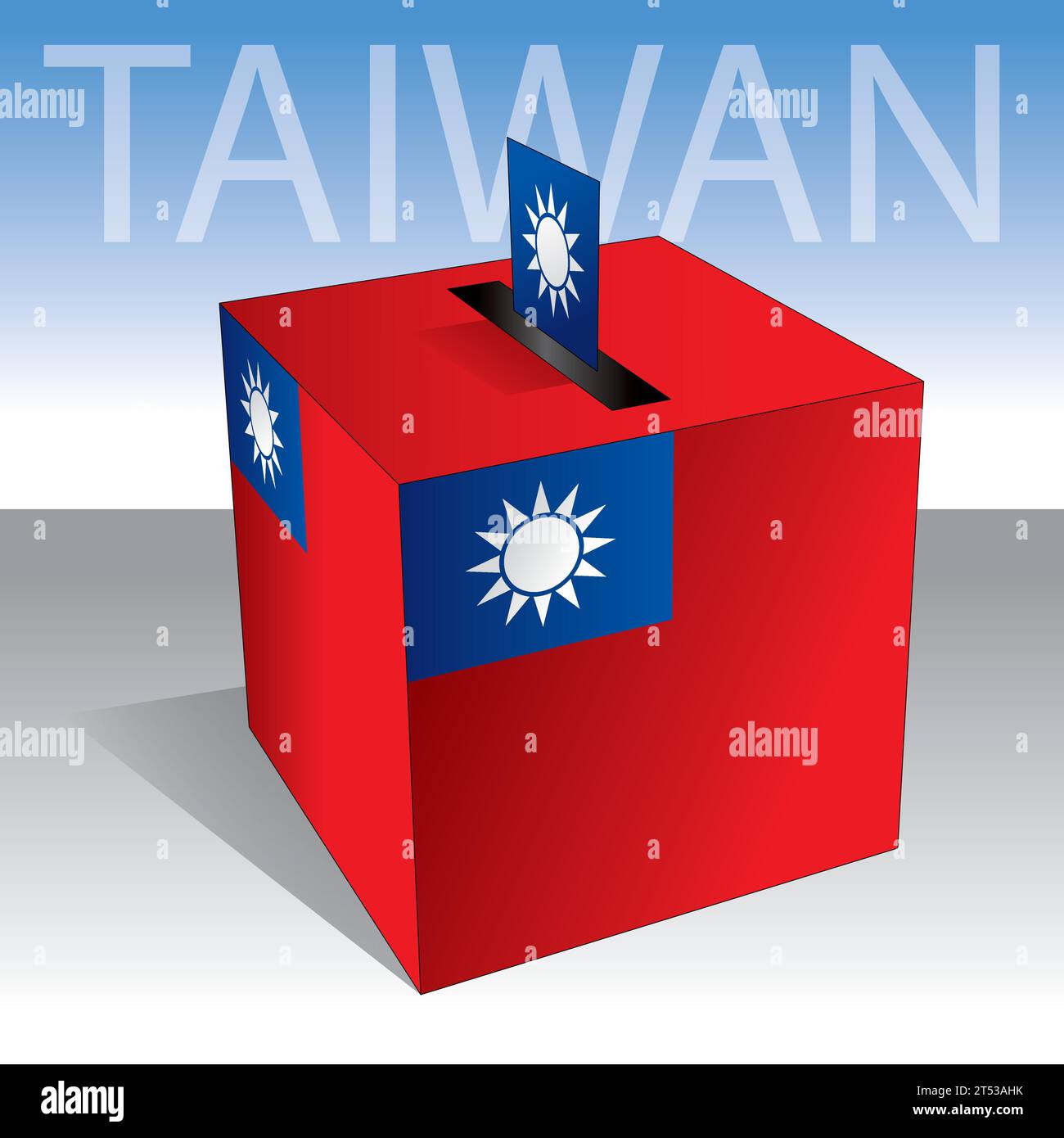 Taiwan, asiatisches Land, Wahlurne mit Nationalflagge, Vektorillustration Stock Vektor