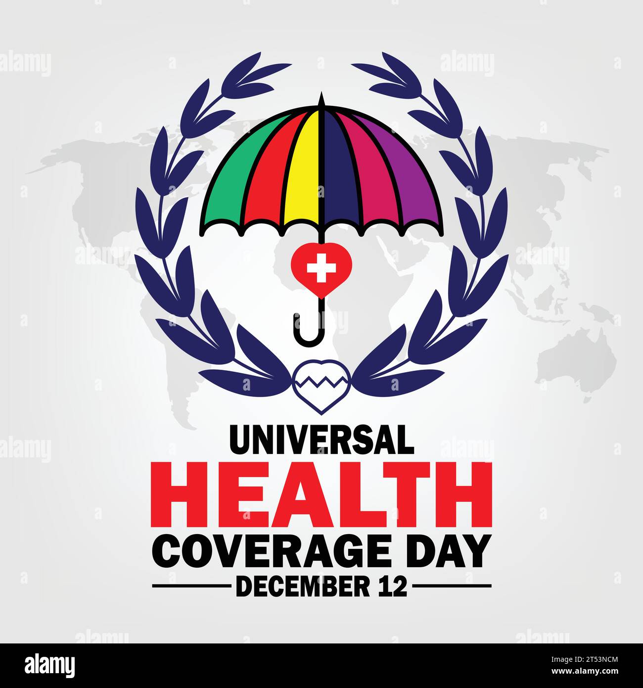 Vektor-Illustration eines Hintergrunds für den Tag der universellen Krankenversicherung. Dezember: Geeignet für Grußkarten, Poster und Banner. Stock Vektor