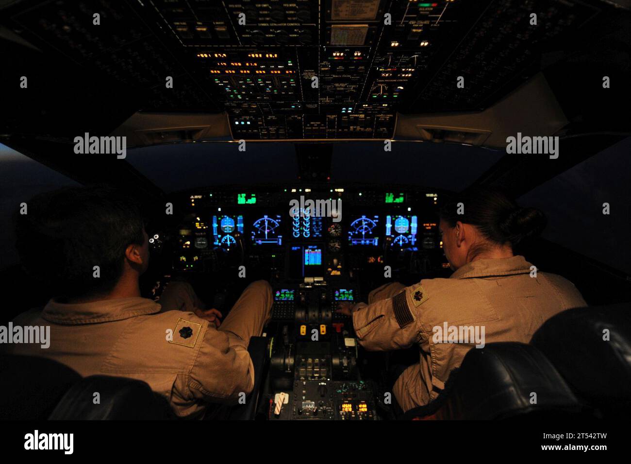 Cockpit, Gulfport C-20G, 5. US-Flotte AOR, U.S. Navy, vr-51 Stockfoto