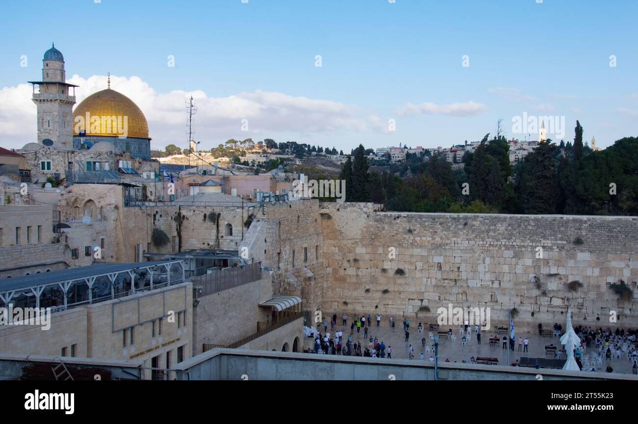 Jerusalems Felsendom und Westmauer Stockfoto