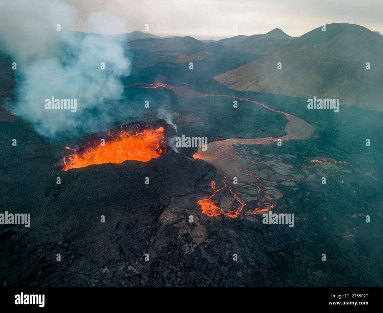 Drohnenfoto des Islandvulkans 2023 Stockfoto