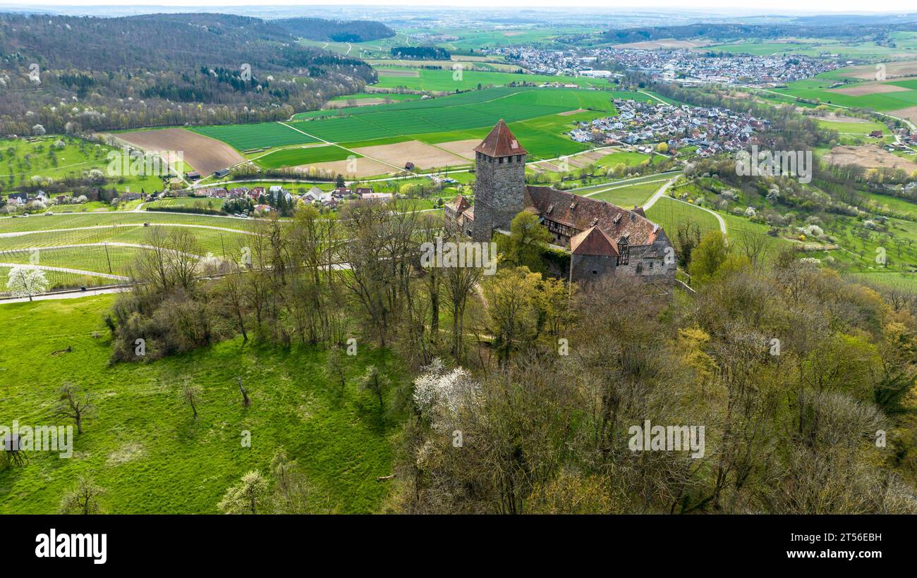 Luftaufnahme, Schloss Lichtenberg, Spornburg bei Thallichtenberg, Bezirk Kusel, Rheinland-Pfalz, Deutschland Stockfoto