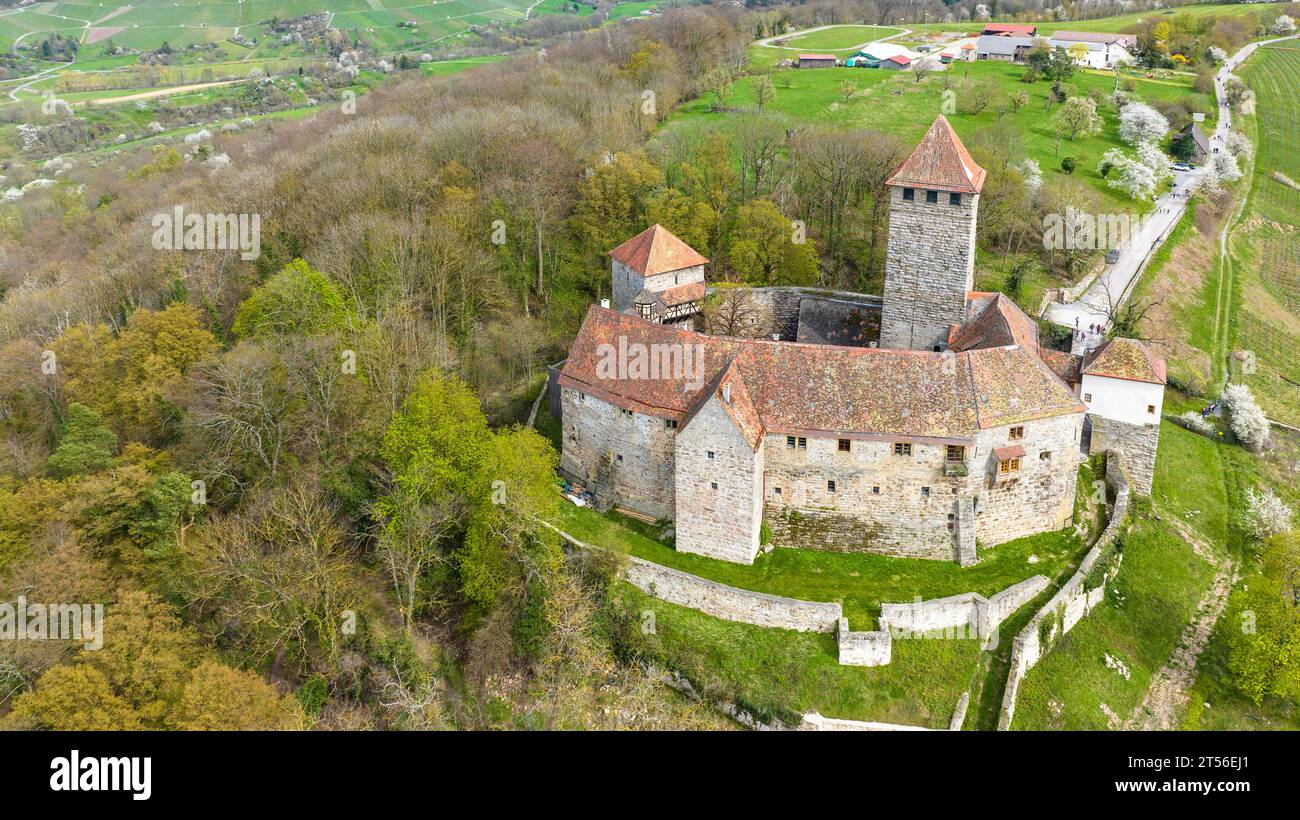 Luftaufnahme, Schloss Lichtenberg, Spornburg bei Thallichtenberg, Bezirk Kusel, Rheinland-Pfalz, Deutschland Stockfoto