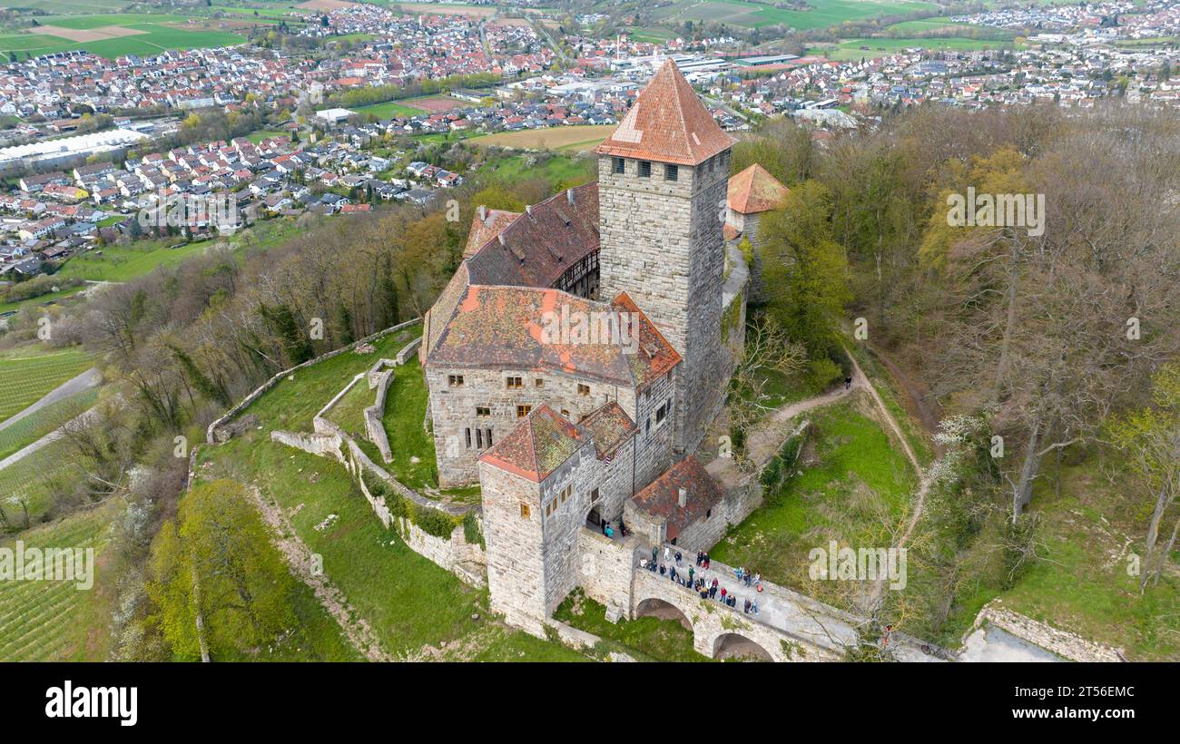 Luftaufnahme, Schloss Lichtenberg, Spornburg bei Thallichtenberg, Bezirk Kusel, Rheinland-Pfalz, Deutschland Stockfoto
