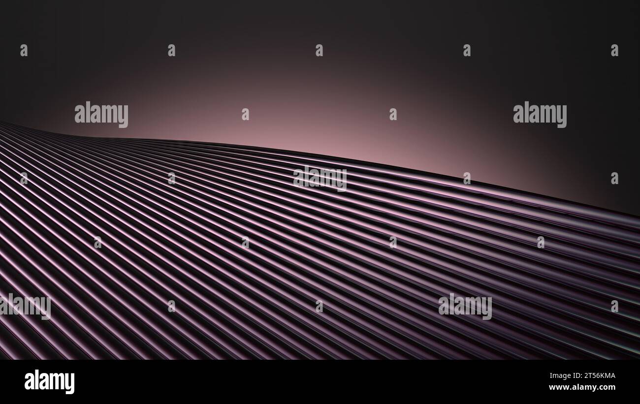 Moderne Kunst aus Bezier-Kurven aus gewölbten und gebogenen Wellblechen Rosa elegantes modernes 3D-Rendering abstrakter Hintergrund hochauflösende 3D-Re Stockfoto