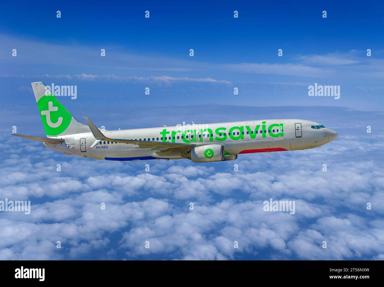 Transavia Boeing 737-800 Flugzeug im Flug. Stockfoto
