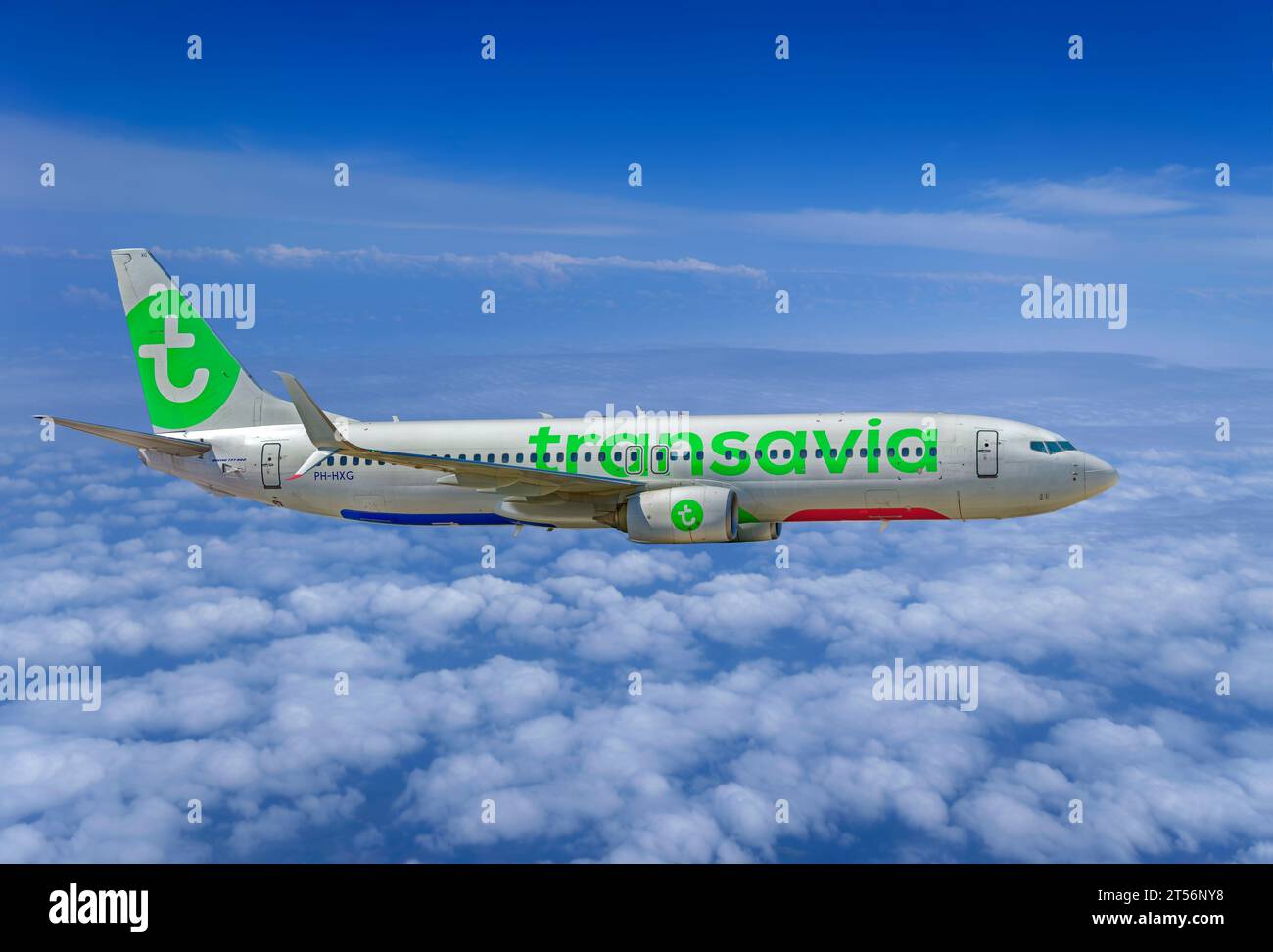 Transavia Boeing 737-800 Flugzeug im Flug. Stockfoto