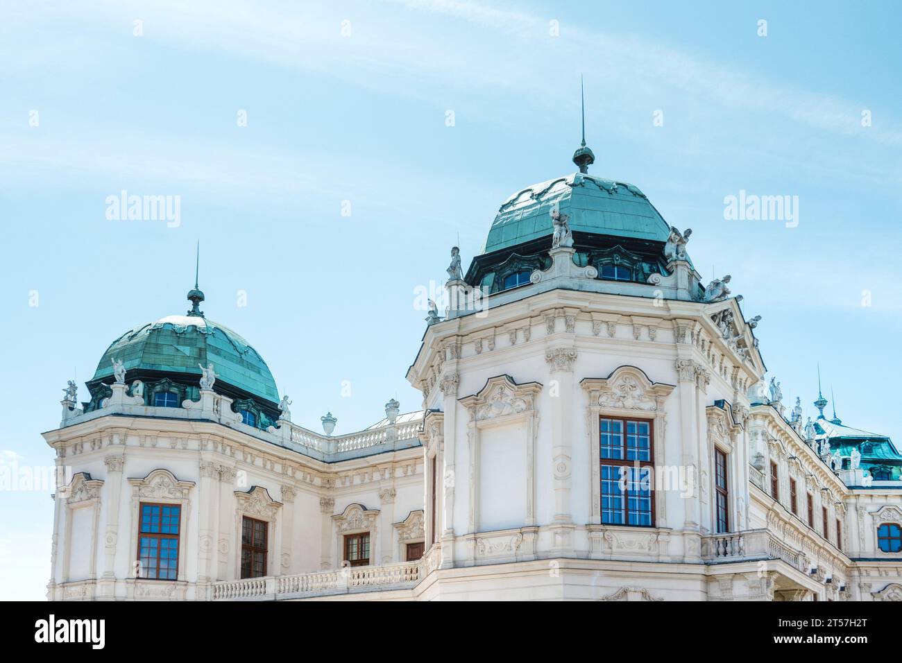 Ein detaillierter Blick auf das obere Schloss Belvedere, Wien, Österreich Stockfoto