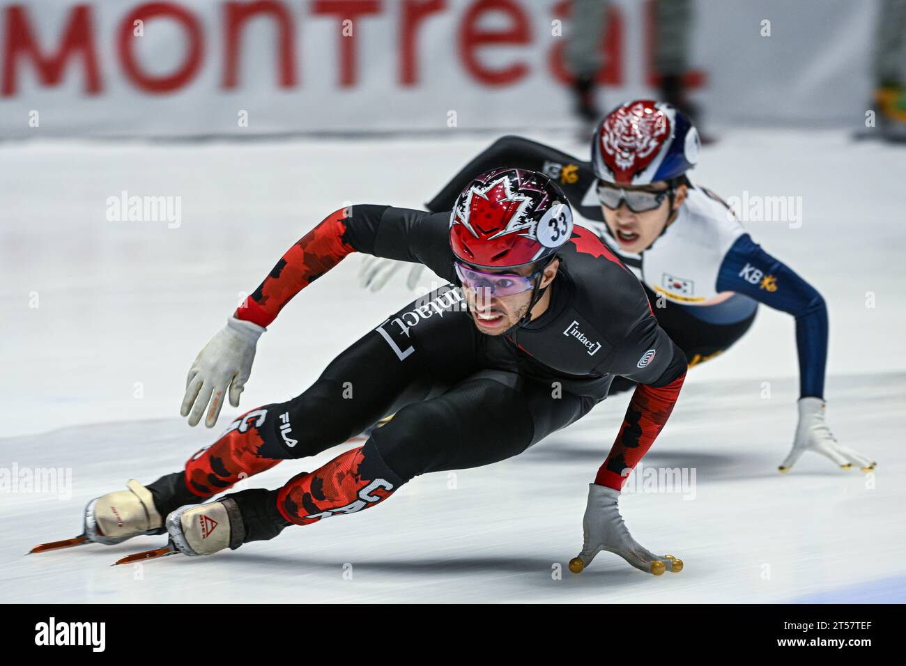 MONTREAL, KANADA - 29. OKTOBER: William DANDJINOU während der ISU 2nd World Cup Short Track in der Maurice Richard Arena am 29. Oktober 2023 in Montreal, Kanada (Foto: /Orange Pictures) Stockfoto