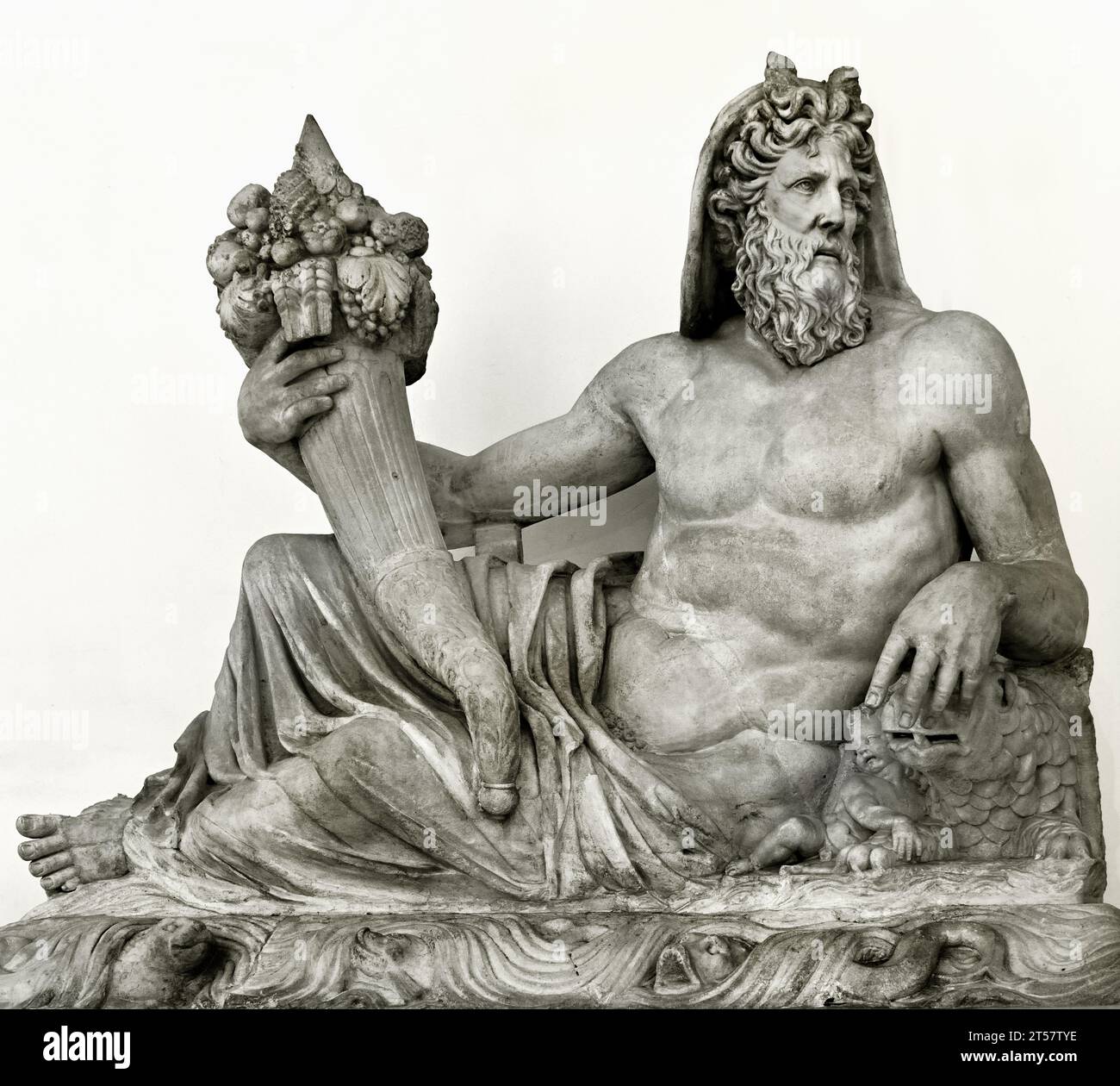 Statua di Oceano - Ozeanstatue, Sammlung Farnese - Statue des Ozeans Nationales Archäologisches Museum von Neapel Italien. Roman (2. Jahrhundert) Stockfoto