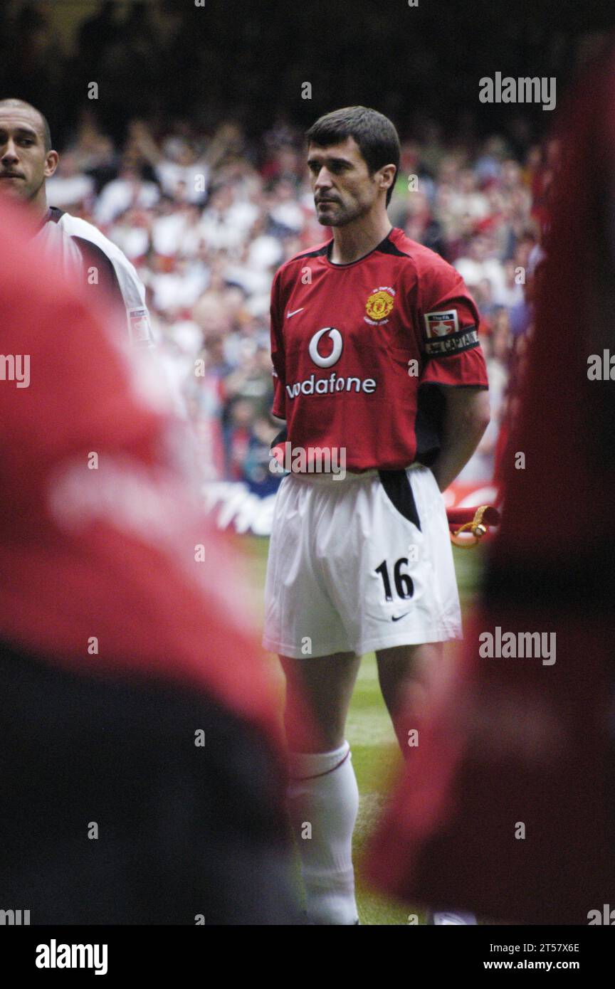 Captain Roy Keane – vor dem FA Cup Finale 2004, Manchester United gegen Millwall, 22. Mai 2004. Man United gewann das Spiel mit 3:0. Foto: ROB WATKINS Stockfoto